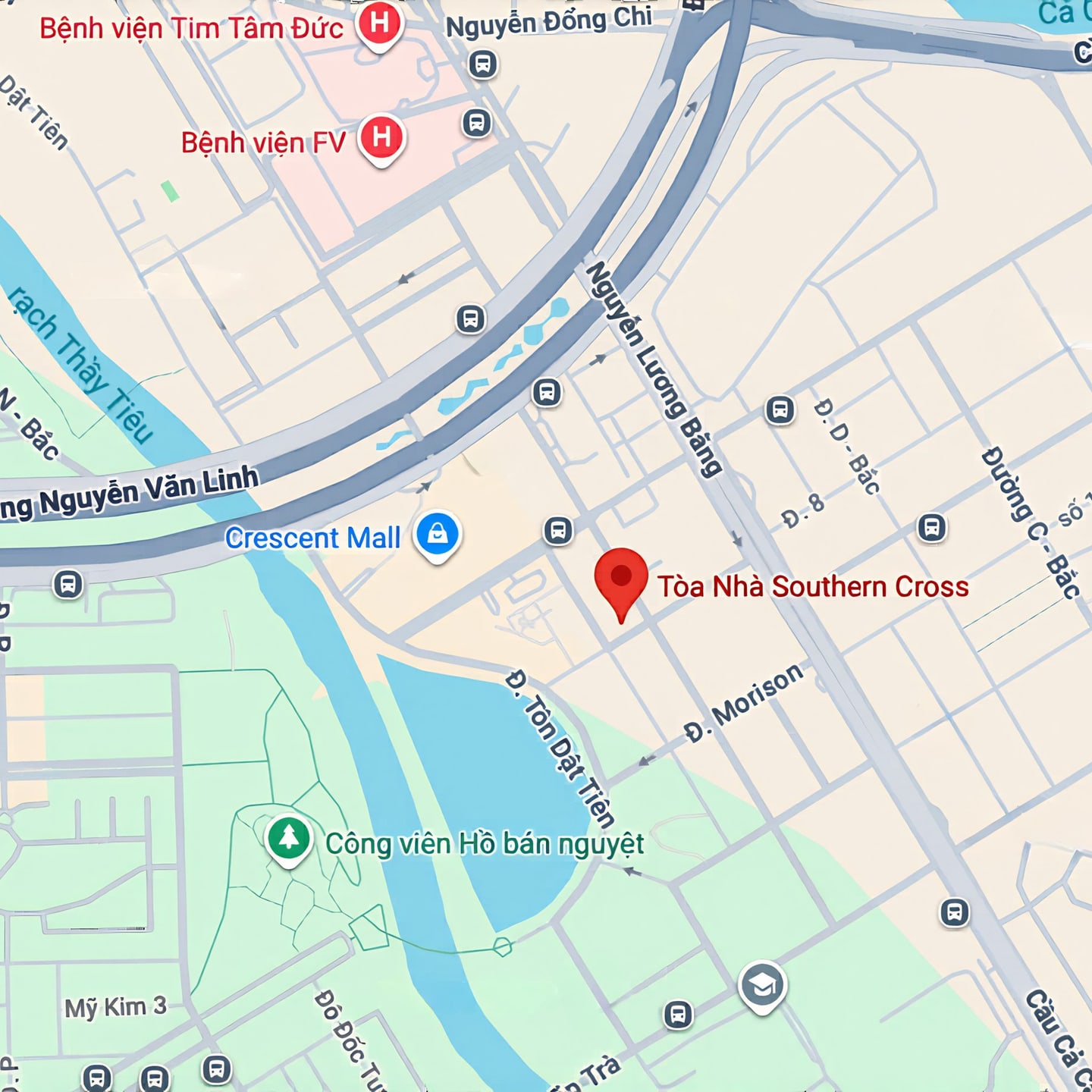 Bản đồ thể hiện vị trí Southern Cross tại Phú Mỹ Hưng